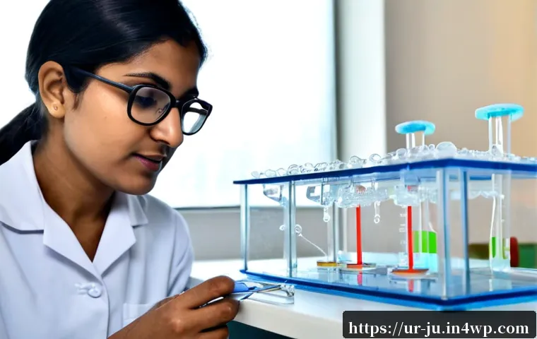 Home 14 인공장기 개발에서의 생체 재료 사용 사례 - Photorealistic biomedical research laboratory in Pakistan, a South Asian female scientist in modest ...